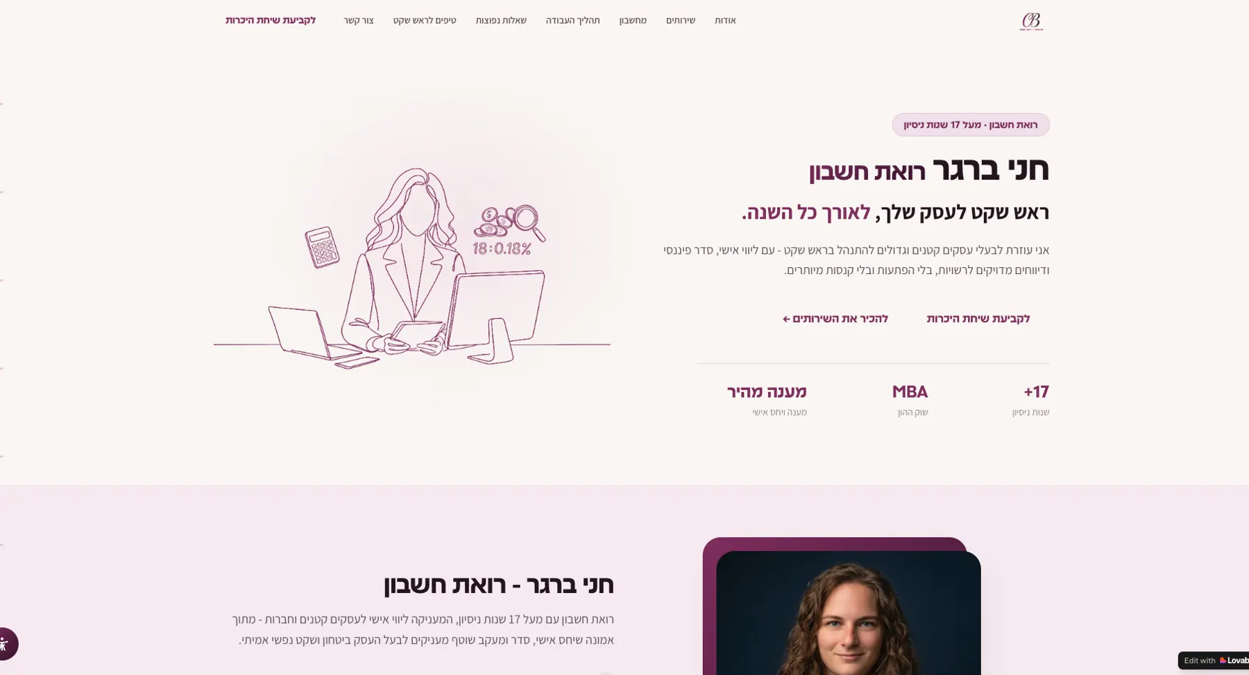 תצוגת האתר של חני ברגר